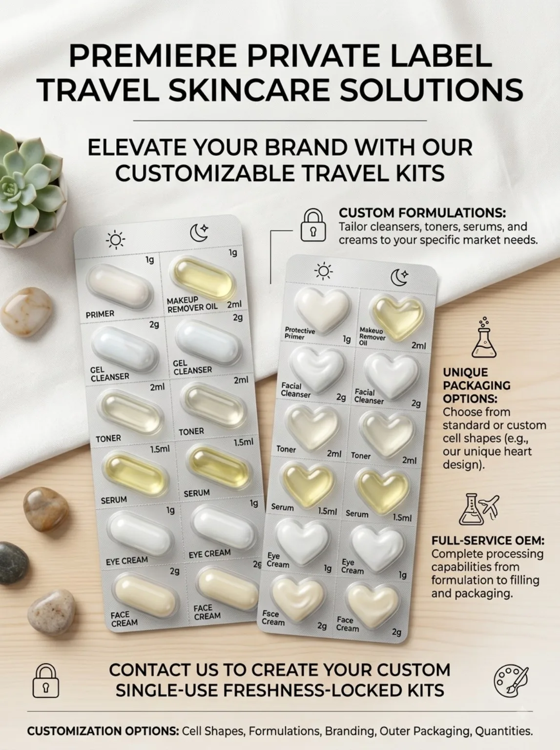 Single-use freshness-locked skincare kit OEM concept